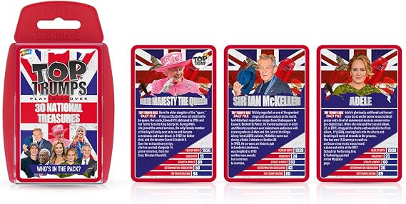 Top Trumps National Treasures Classic Card Game, play with Julia Donaldson, J.K Rowling, Adele and Sir David Attenborough, gift for boys and girls aged 6 plus