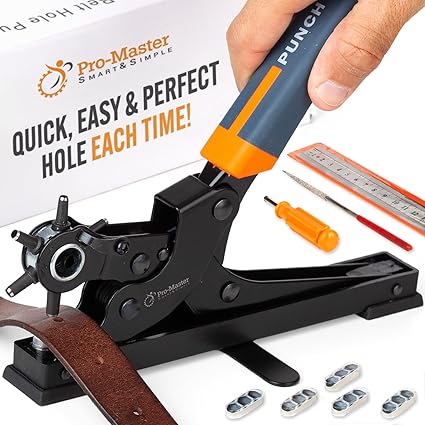 Desktop Leather Belt Hole Puncher Tool - Easier to Use Tabletop Design for Watch Band, Handbag Strap. Heavy Duty Carbon Steel, Precision 6 Sizes Hole Punch for Fabric, Crafts, Easy DIY Desktop Leather Belt Hole Puncher Tool - Easier to Use Tabletop Design for Watch Band, Handbag Strap. Heavy Duty Carbon Steel, Precision 6 Sizes Hole Punch for Fabric, Crafts, Easy DIY