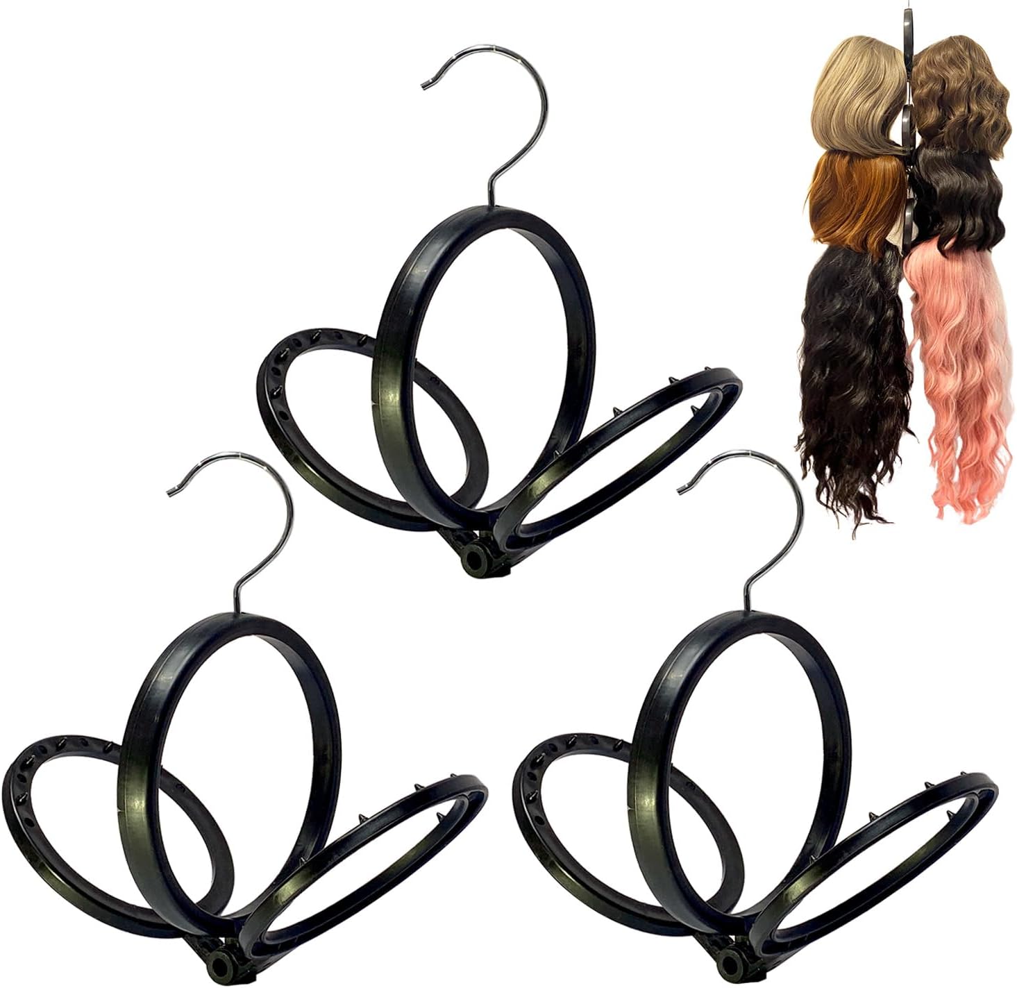 Wig Stand 3Pcs Wig Holder Wig Hanger for Multiple Wigs Hair Stand for Wigs Foldable Wig Stands for Travel Wig Organizer Hanging Wig Holders for Display
