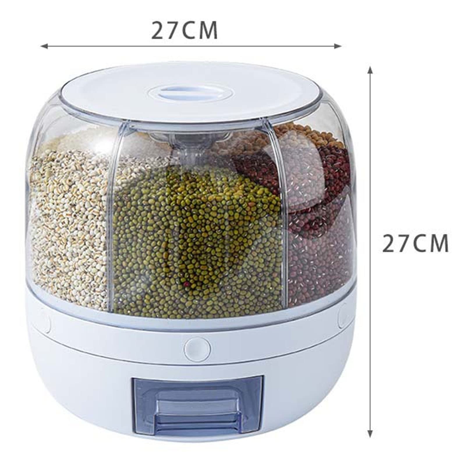 Scatola portaoggetti separata per cereali, con buona tenuta e design visibile, per conservare il riso a casa, 1 secchio per riso in PP (grande 30 cm)
