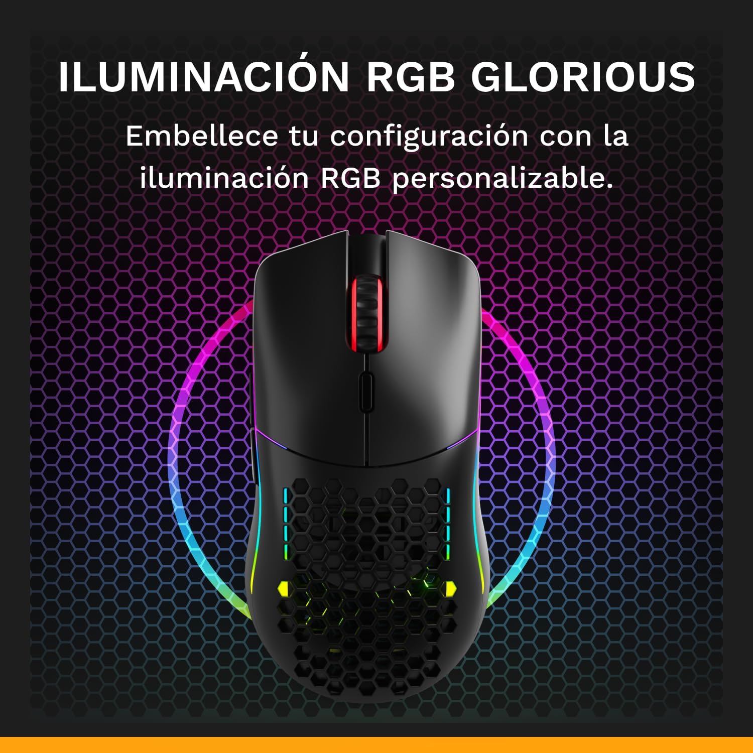 GLORIOUS Gaming Model O Classic: ratón Gaming inalámbrico PC – Latencia Baja, Sensor 19K dpi, Carcasa Colmena 69 g, RGB Personalizable, Switches mecánicos 100M de clics, Botones programables – Negro 8