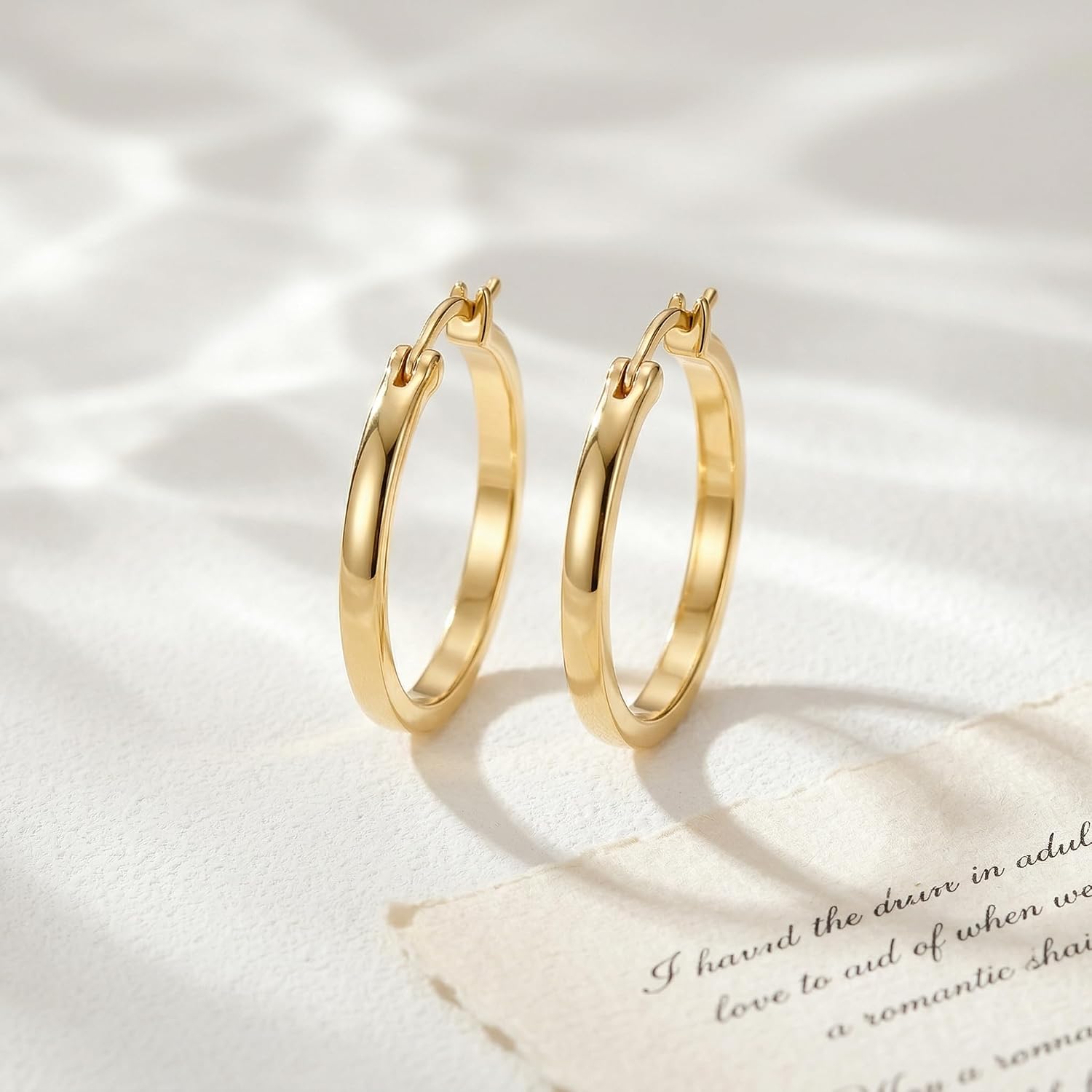 Gold Hoop Earrings 14K Gold Earrings for Women Gold Hoop Earrings for Womens Hoops Pure Minimal Style for Light and Delicate Hoops Earring for Womens 20/25/30/40mm