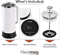 Vista 4 de Nextmug Press - Temperature-Controlled, Self-Heating French Press (White - 40 oz.)