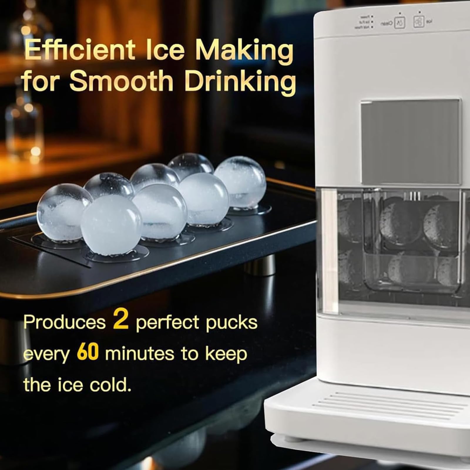 Genérico Máquina de Hielo de sobremesa, autolimpiante, para Hacer Bolas de Hielo cristalinas, Produce 84 esferas diarias para Uso doméstico o en Bares (Negra).