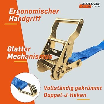 10 Stuks Ratelbanden 4m x 1000kg met Ratel en Haken - 25mm Spanbanden met Ratel - Oranje Ratelband voor Zekeringslast - TÜV/GS Gecertificeerd, volgens DIN EN 12195-2 - KODIAK STRAPS