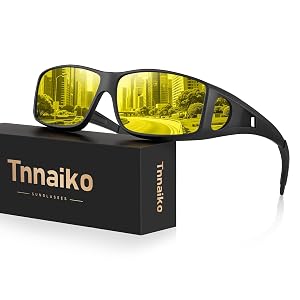 Tnnaiko Night Driving Glasses for Men and Women Anti-Glare Night Vision Glasses for Safe Driving at Night