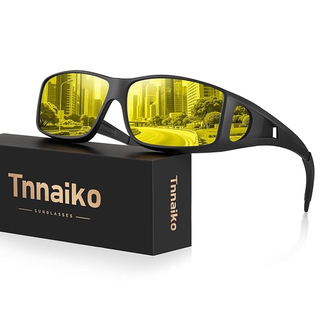 Tnnaiko Night Driving Glasses for Men and Women Anti-Glare Night Vision Glasses for Safe Driving at Night