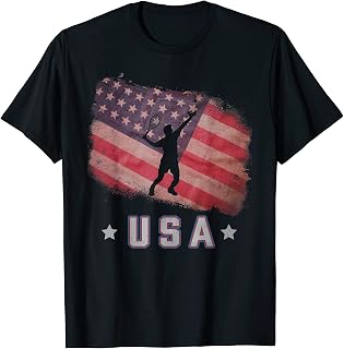 USA American Flag Badminton Team Stars and Stripes T-Shirt