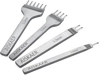 Aiskaer White Steel 5mm 1/2/4/6 Prong DIY Diamond Lacing Stitching Chisel Set Leather Craft Kits - coolthings.us