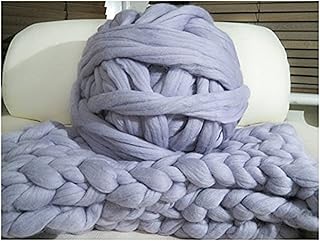 Non-Mulesed Chunky Wool Yarn Big Chunky Yarn Massive Yarn Extreme Arm Knitting Giant Chunky Knit Blankets Throws Grey Whit...