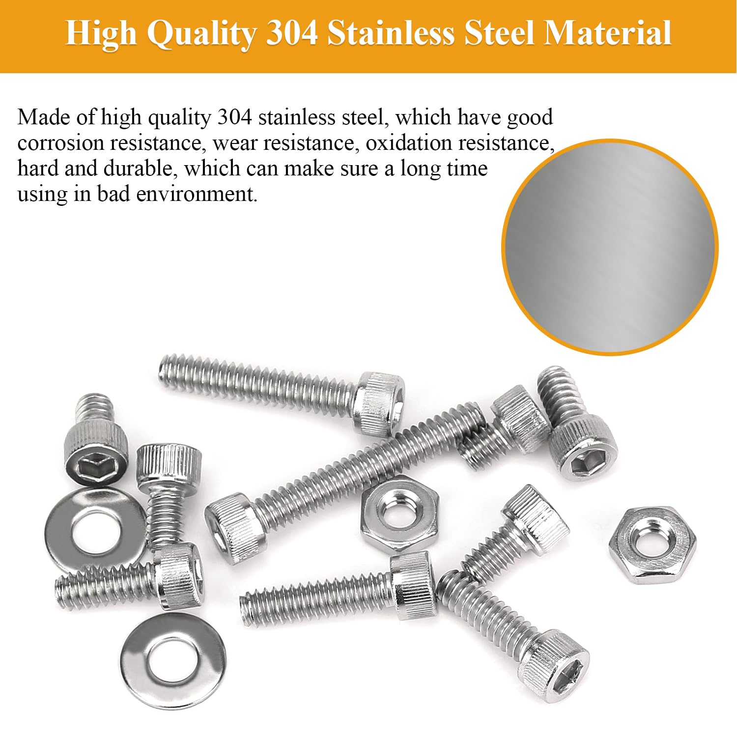 144 Pieces #10-24 x 1/4", 5/16", 3/8", 1/2", 5/8", 3/4", 1", 1-1/4", Hex Socket Head Cap Screws Nuts Washers Assortment Kit