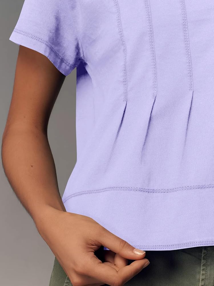 Tankaneo Nuisette D'Été Femme En Coton - Manches Bouffantes, Chemisier Smocké à Péplum, Coupe Ample Décontractée