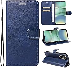 SATURCASE Case for Xiaomi Redmi A5, Classic PU Leather Flip Magnetic Wallet Stand Card Slots Protective Cover with Wrist Strap for Xiaomi Redmi A5 (XD-Blue)