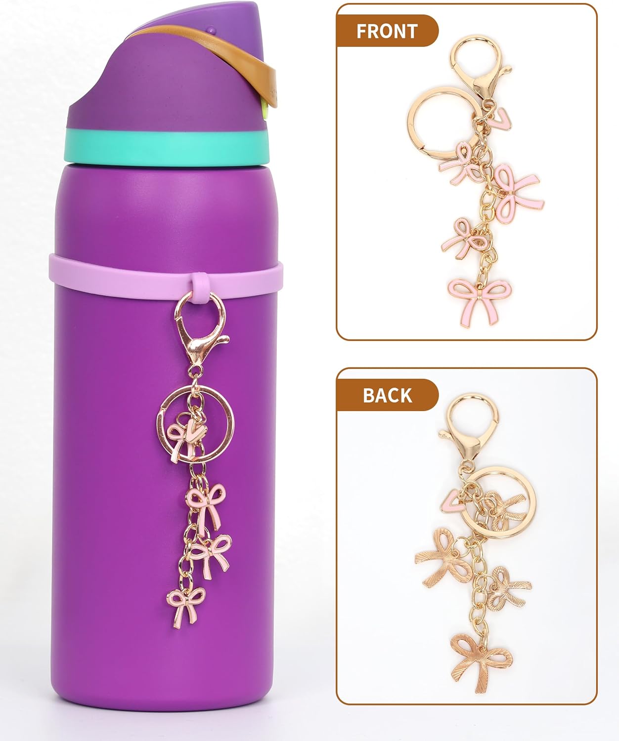 Bow Purse Charms Keychain - Pink Bow Alphabet Letter Key Chain, Bag Charms Wallet - Image 4