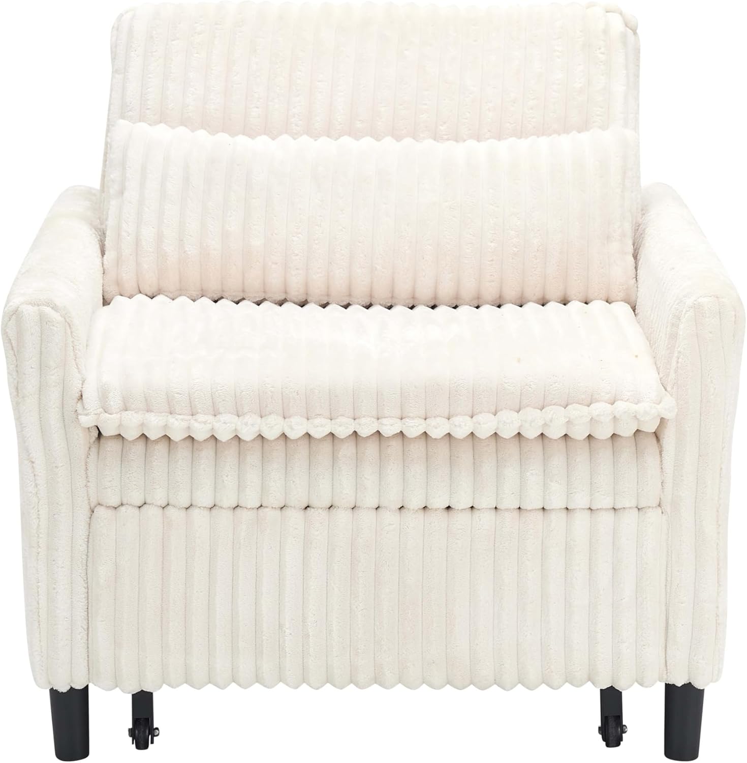 Foldable Sofa Bed Chair for Small Spaces, Comfortable Lounger with Pillow for Apartment, Bedroom, Balcony, Multi-Reclining Positions, Compact and Space Saving (Beige)