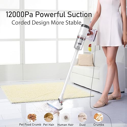 Miniatura 8 de Aspiradora con cable, aspiradora de mano 5 en 1, escoba de vacío ligera, aspiradora de automóvil para pelo de mascotas, limpieza de arena para gatos