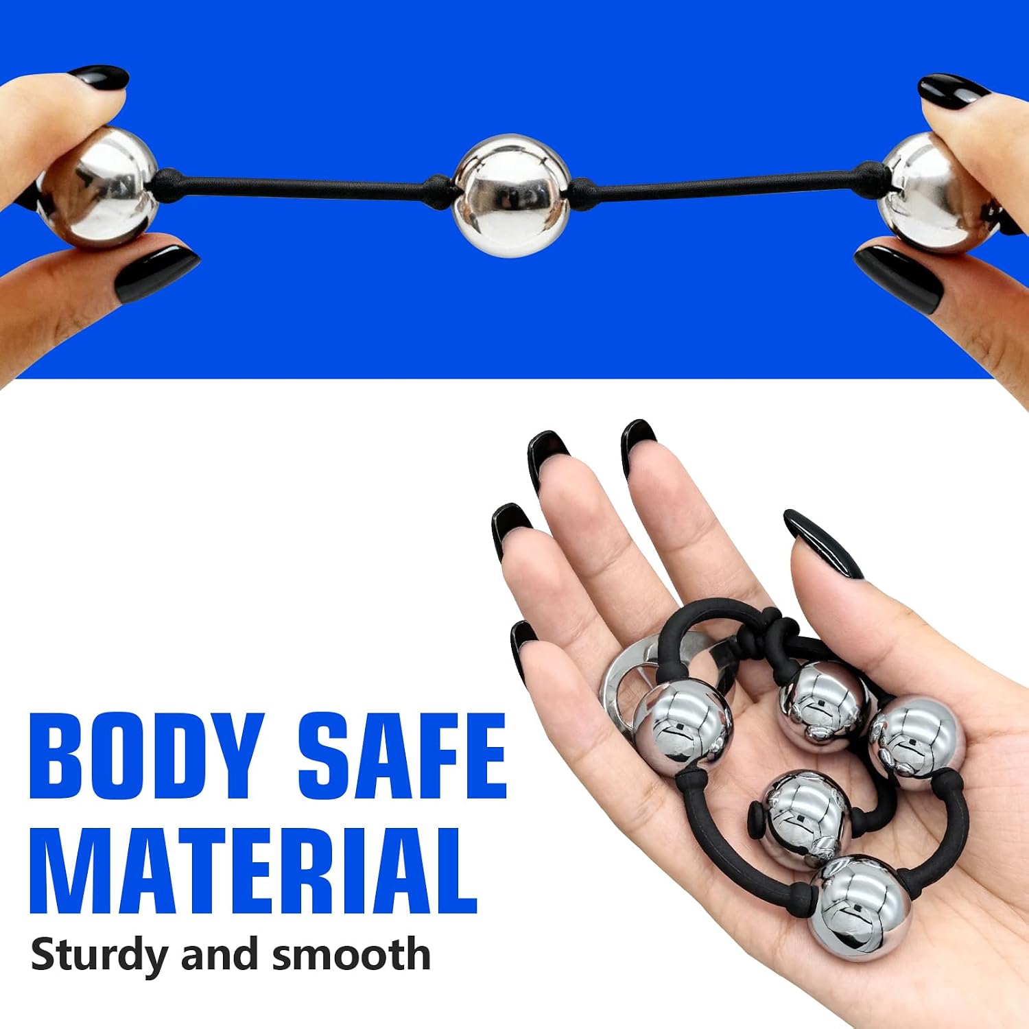 Metal Vaginal Spreader 5 Balls with Pull Ring Silicone Rope Stainless Steel Small Anal Balls Anal Beads Spreader Snake Masturbation Weighted Butt Plug Bolas Anales BDSM Toys for Men Women Beginners