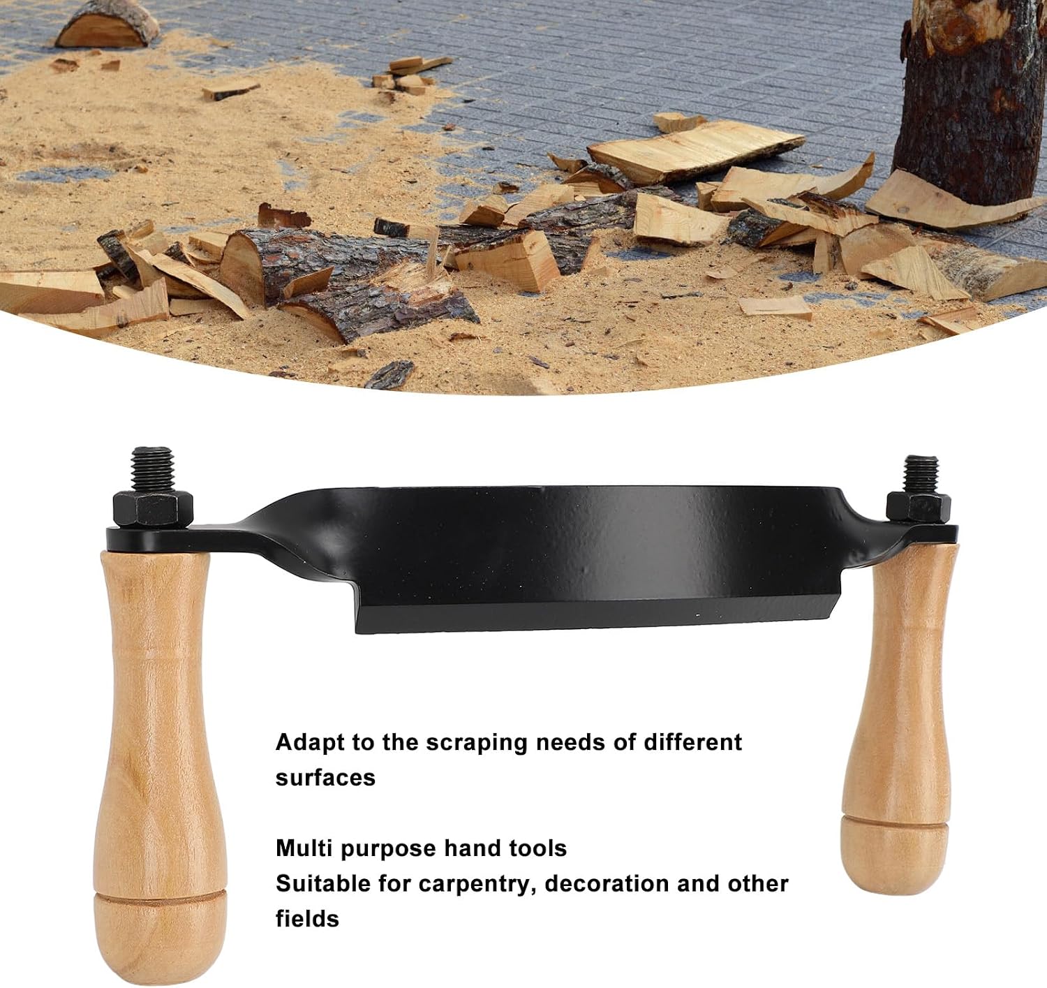 10 in Draw Knife, Felled Draw Shave Tool, Efficient Comfortable Grip Tree Bark Peeler Tool for Woodworking, Bark Removal Tool (Curved Type)