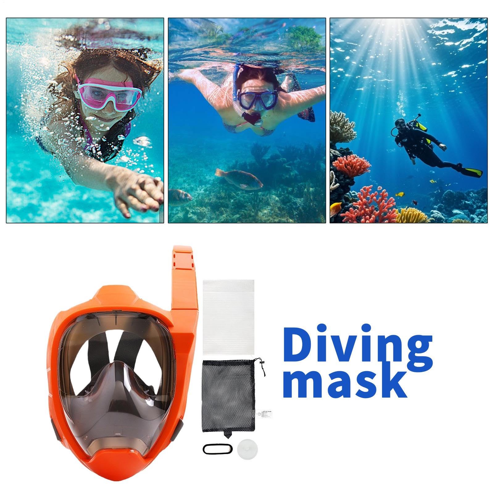 Máscara de Snorkel Adulto Equipo Facial Completo Antigoteo con Visión | Máscara Snorkel Facial Completa Adultos Para Buceo, Natación En Piscina, Viaje Subacuático, Mujeres Y Hombres
