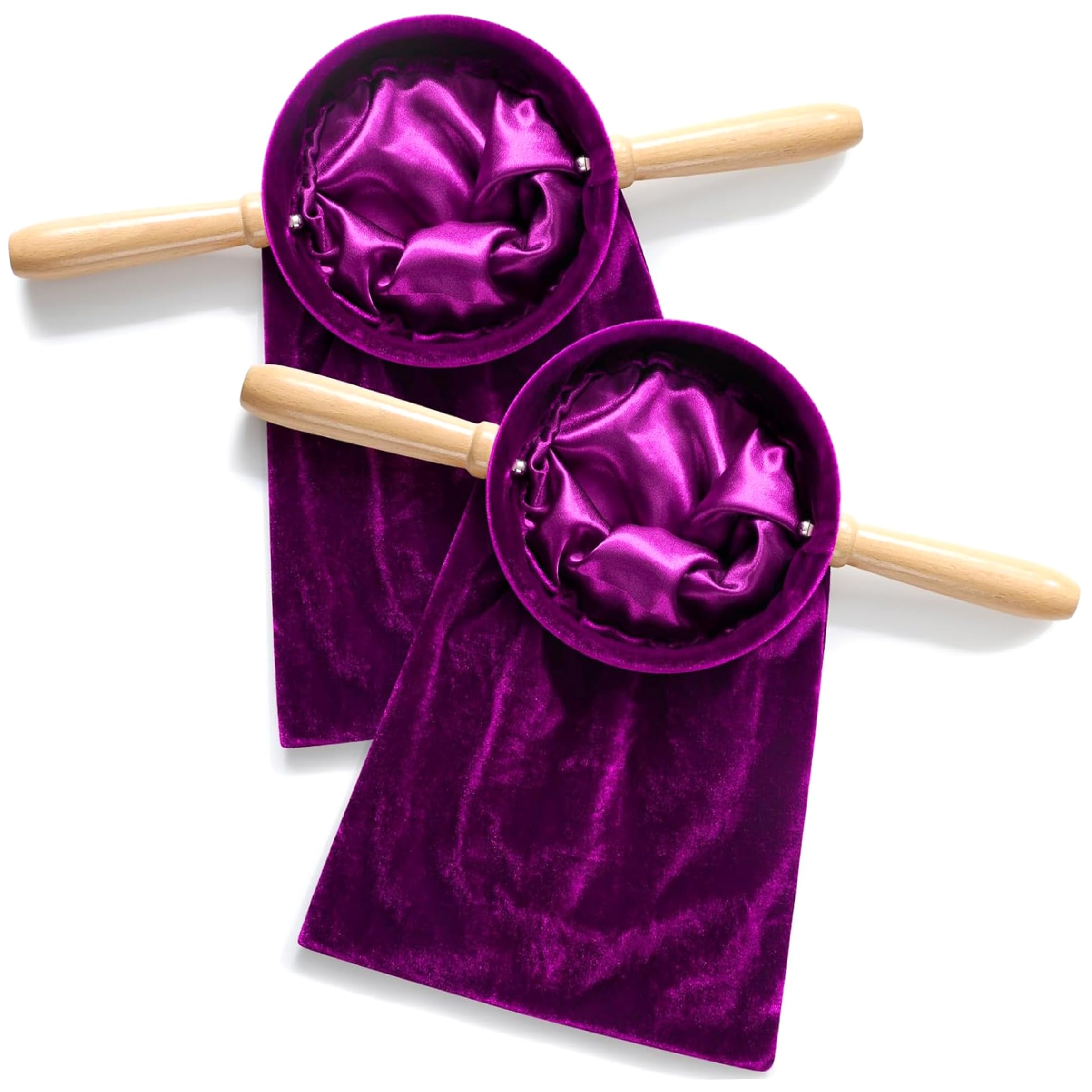 2pcs Church Offerings Bag With Wooden Handle, Offerings Basket For for Churches Communion Supplies - Purple, 7.87 X 14.17 Inches, Baskets for Church