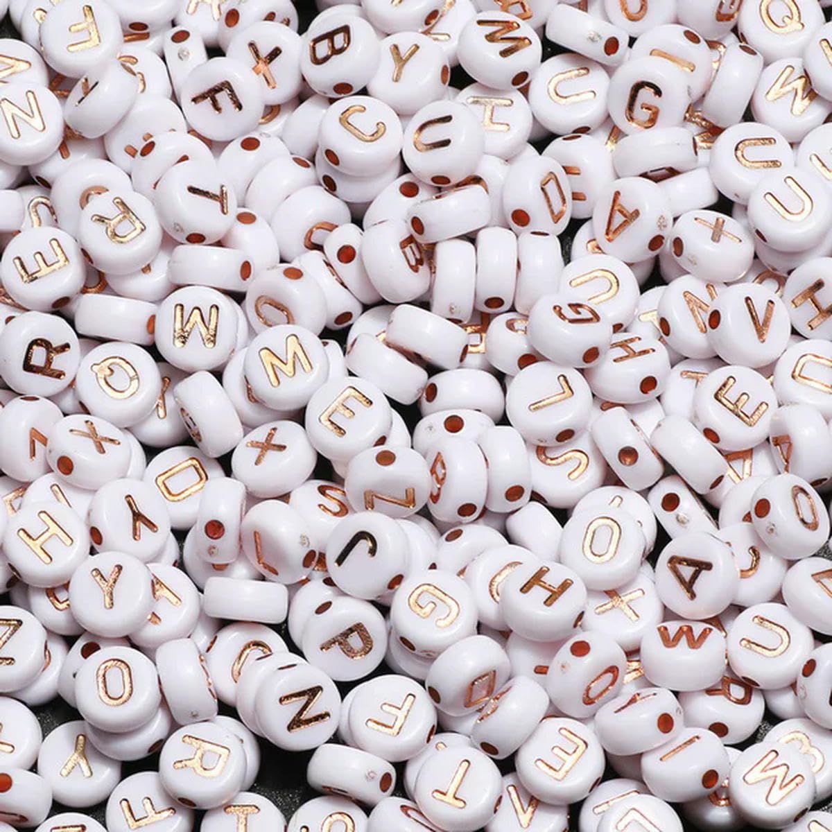 HUIOYG 100Pcs Acrylic Flat Letter Beads Alphabet Spacer Loose Bead for DIY Jewelry