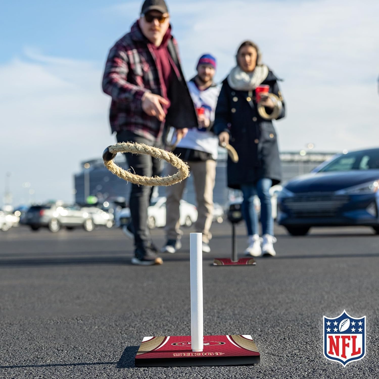 Solid Wood NFL Quoits Set with Direct Print HD Team Graphics – Tailgate Ring Toss Game – Great Gift for Any Football Fan! Ring Toss Family Outdoor Games for The Beach