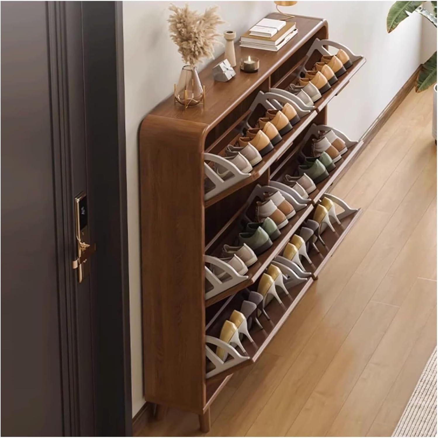 24945 天然木 3段シューズボックス 靴箱 スリーアイ MSS-6973NA