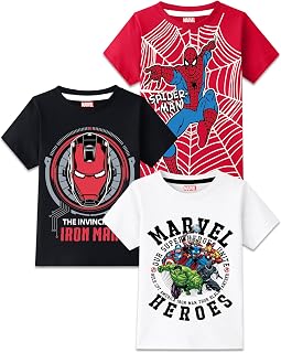Kuchipoo © Marvel Boys Avengers & Spider-Man Printed Cotton T-Shirt Combo | Superheroes Graphic Cotton Tees | Casual Summe... Price In India