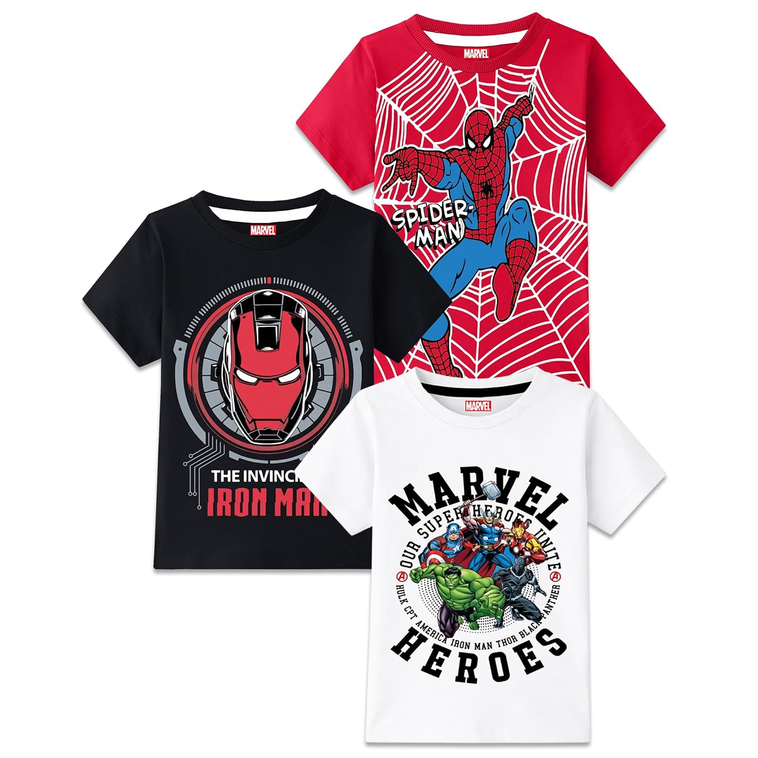Kuchipoo © Marvel Boys Avengers & Spider-Man Printed Cotton T-Shirt Combo | Superheroes Graphic Cotton Tees | Casual Summe... - Review, Price and Buying Guide