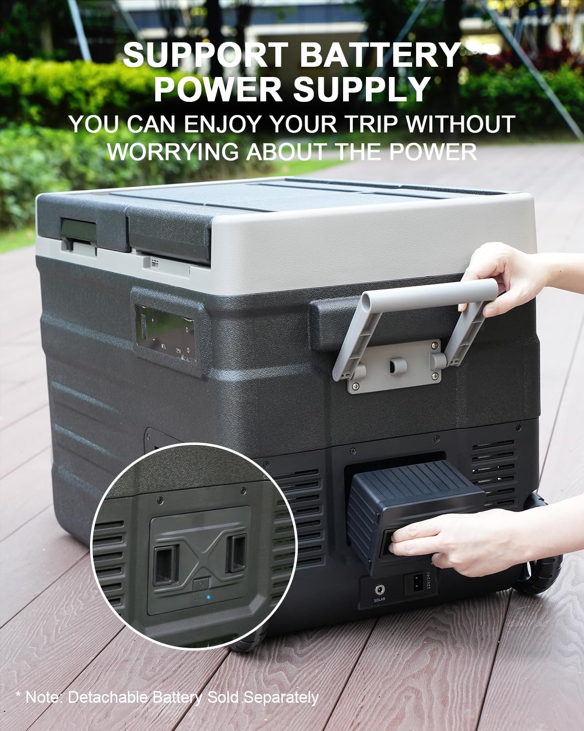 ELECAENTA 12 Volt Refrigerator, 43qt Dual Zone Car Fridge, Portable Freezer -4?~68?, Support DC/AC/Solar (Detachable Battery Optional), Electric Cooler for Camping Travel Fishing Road Trips