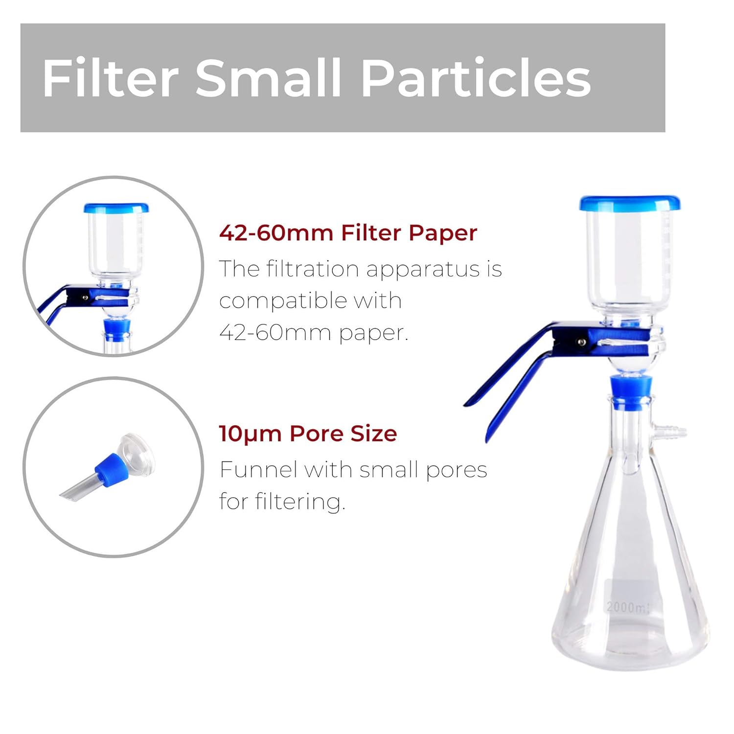 American Fristaden Lab Vacuum Filtration Distillation Apparatus, 2000mL Filtering Flask, 300mL Graduated Funnel with 1 Year Warranty: Industrial & Scientific