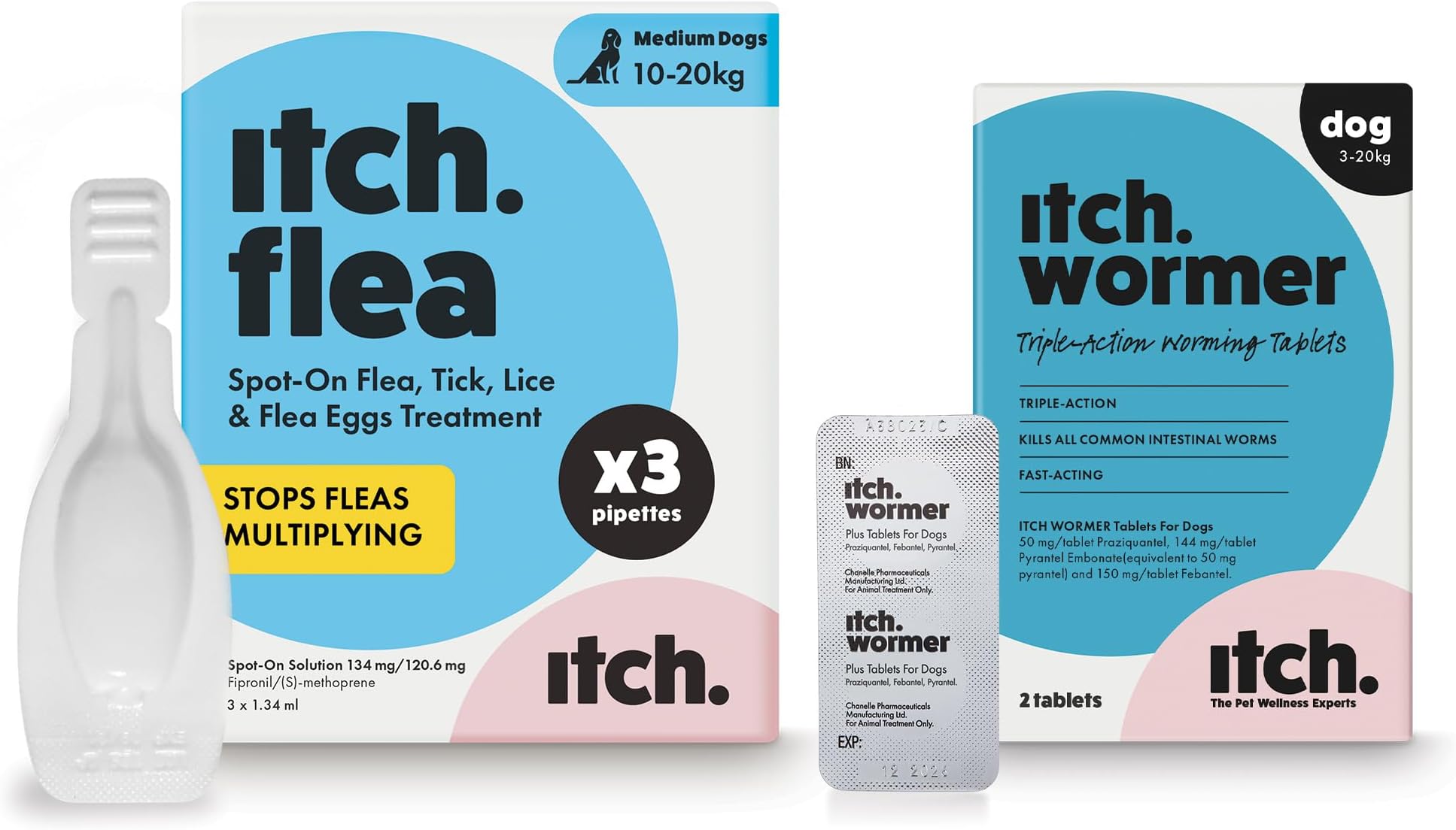 Medium Dog Flea & Tick Treatment and Wormer Bundle for Dogs - 10-20kg