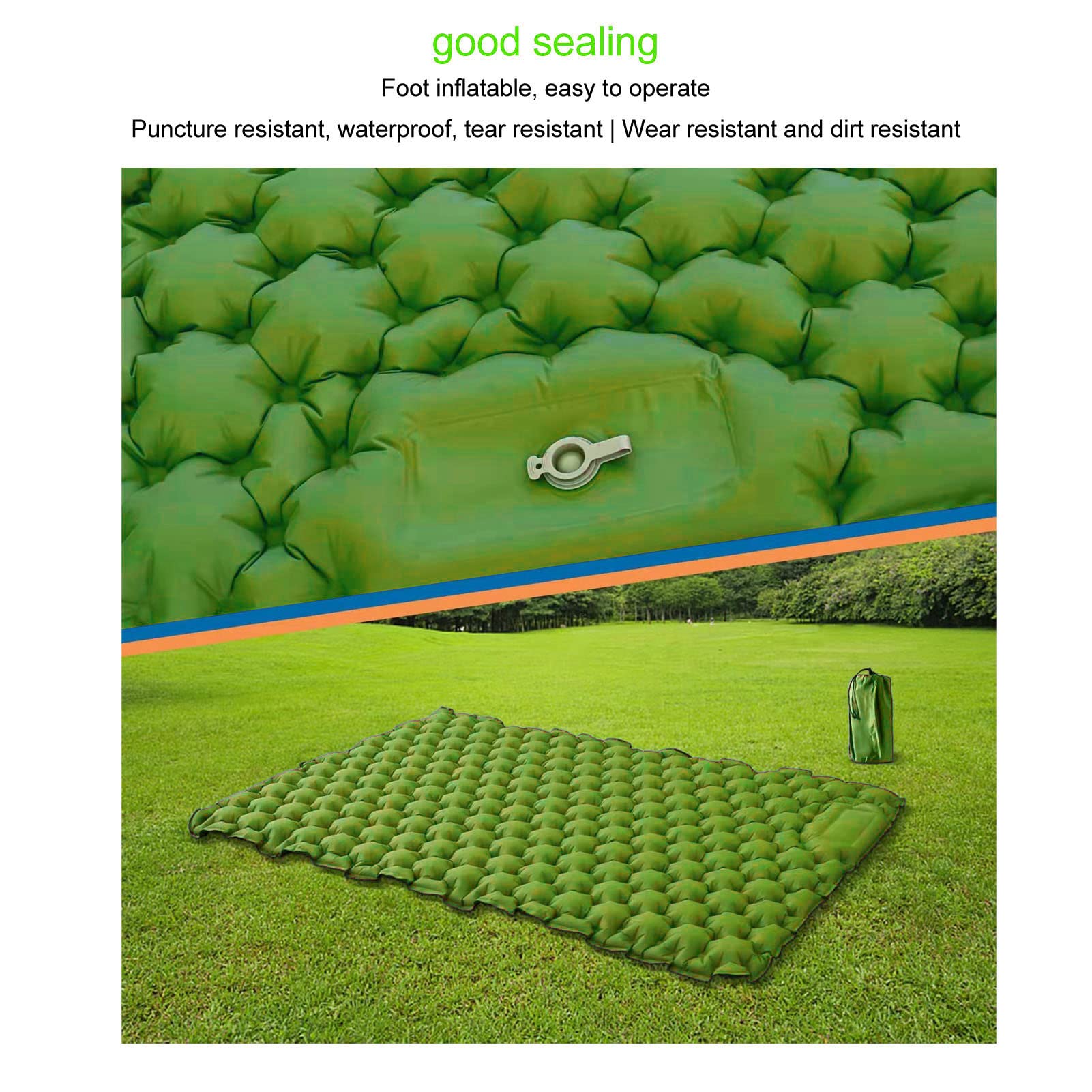 Camping Sleeping Pad, Inflatable Sleeping Mat Inflatable Camping Sleeping Pad with Pillow Travel Mattress with Storage Bag for Backpacking(Olive-Green)