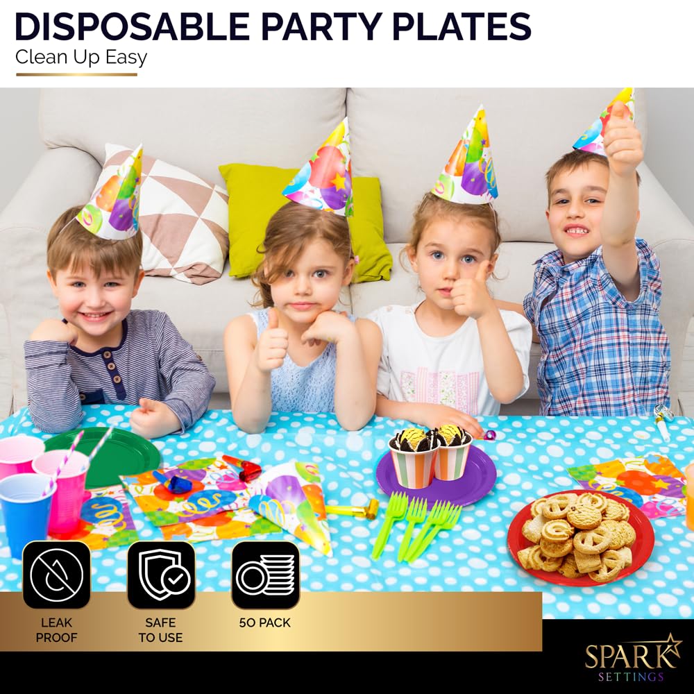 Amcrate Platos de papel desechables, platos de postre de papel de 6 3/4 pulgadas, platos desechables coloridos para fiestas, cenas, vacaciones, picnic o viajes, paquete de 50
