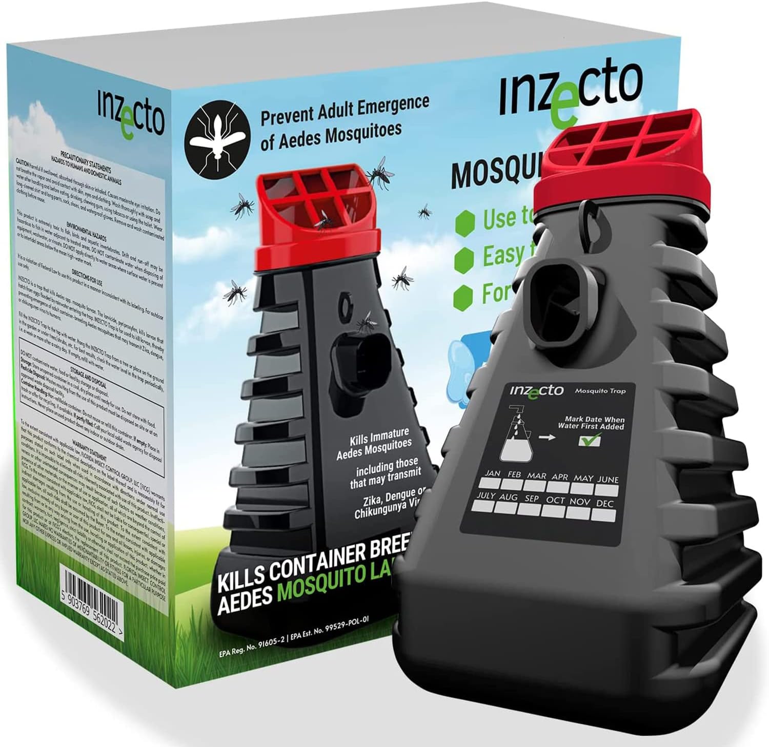 Mosquito Trap - Device to Effectively Attract Mosquitoes and Kill Larvae - Revolutionary Outdoor Mosquito Solution Simply Activated by Water (1 Trap)