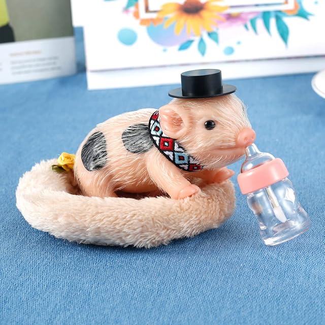 Foto 4 de 7 de Cerdo en miniatura de silicona, 15 cm, suave, realista, decoración de jardín, artesanía, cumpleaños infantil