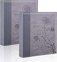 Vista 23 de Álbum de fotos de 8x10 pulgadas con bolsillos transparentes, cubierta de piel, álbum de fotos deslizable para 100 fotos verticales de 8x10, libro