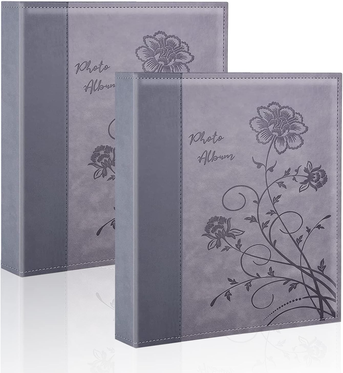 Photo Album 8x10 2 Packs Clear Pages Pockets Leathe Cover Slip Slide in Photo Album Each Holds 50 Vertical 8x10 Photos Picture Book for Wedding Family (Grey)