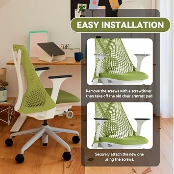 Armrest Pads Caps Replacement Compatible with Herman Miller Sayl Office Chair Fixed and Height Adjustable, Vinyl (1-Pair),Black