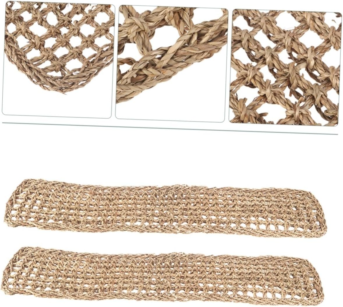 COLLBATH 2PCS Lizard Seagrass Hammocks Reptile Hanging Beds Natural PET Grass Mats for Lizards and Other Reptiles for Terrariums and Habitats