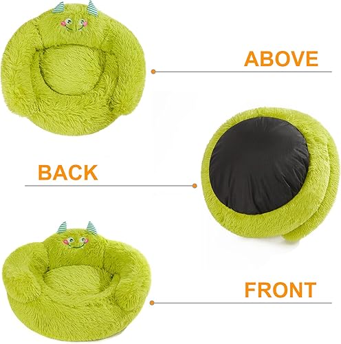 Miniatura 4 de Jiupety Bonita cama calmante para perros y gatos, cama para perros con cojín alto para interiores, cómoda cama de felpa para perros, tamaño M (24 x