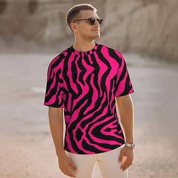 Zebra Tiger Leopard Pink Men's Mesh Top Short Sleeve T Shirt