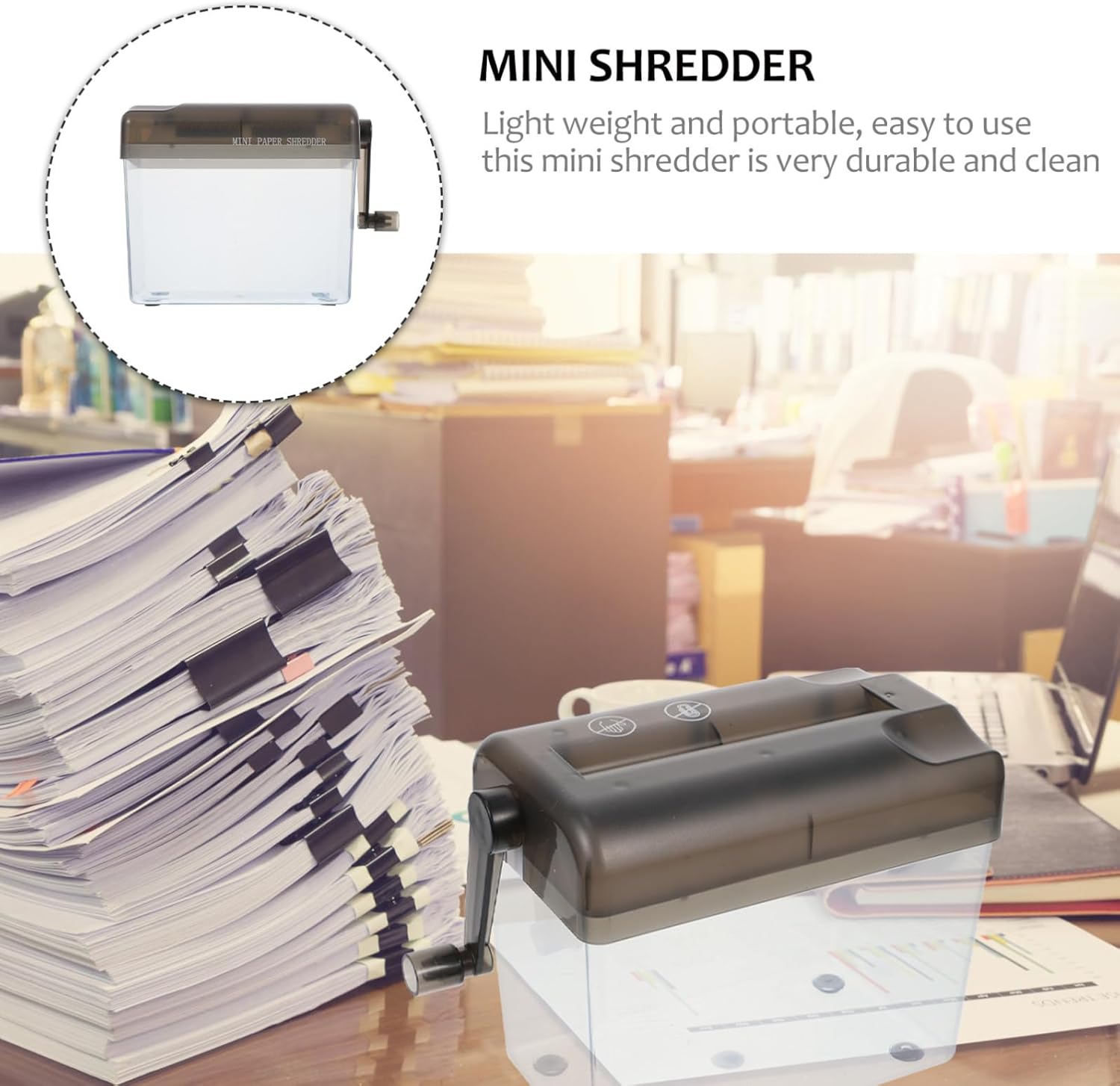 NOLITOY Mini Manual Document Shredder A6 Desktop Handheld Paper Cutting Tool for Office and Home Use with Portable Design