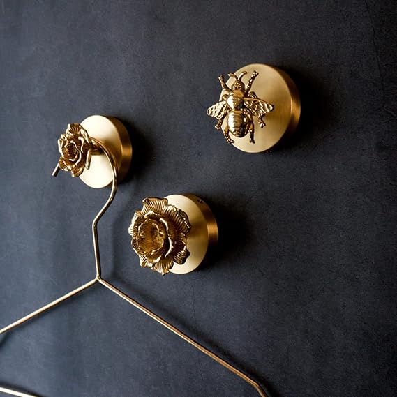 MFYS Brass Bee Wall Hooks Gold Coat Hooks Bedroom Hat Hanger(1, Bee)