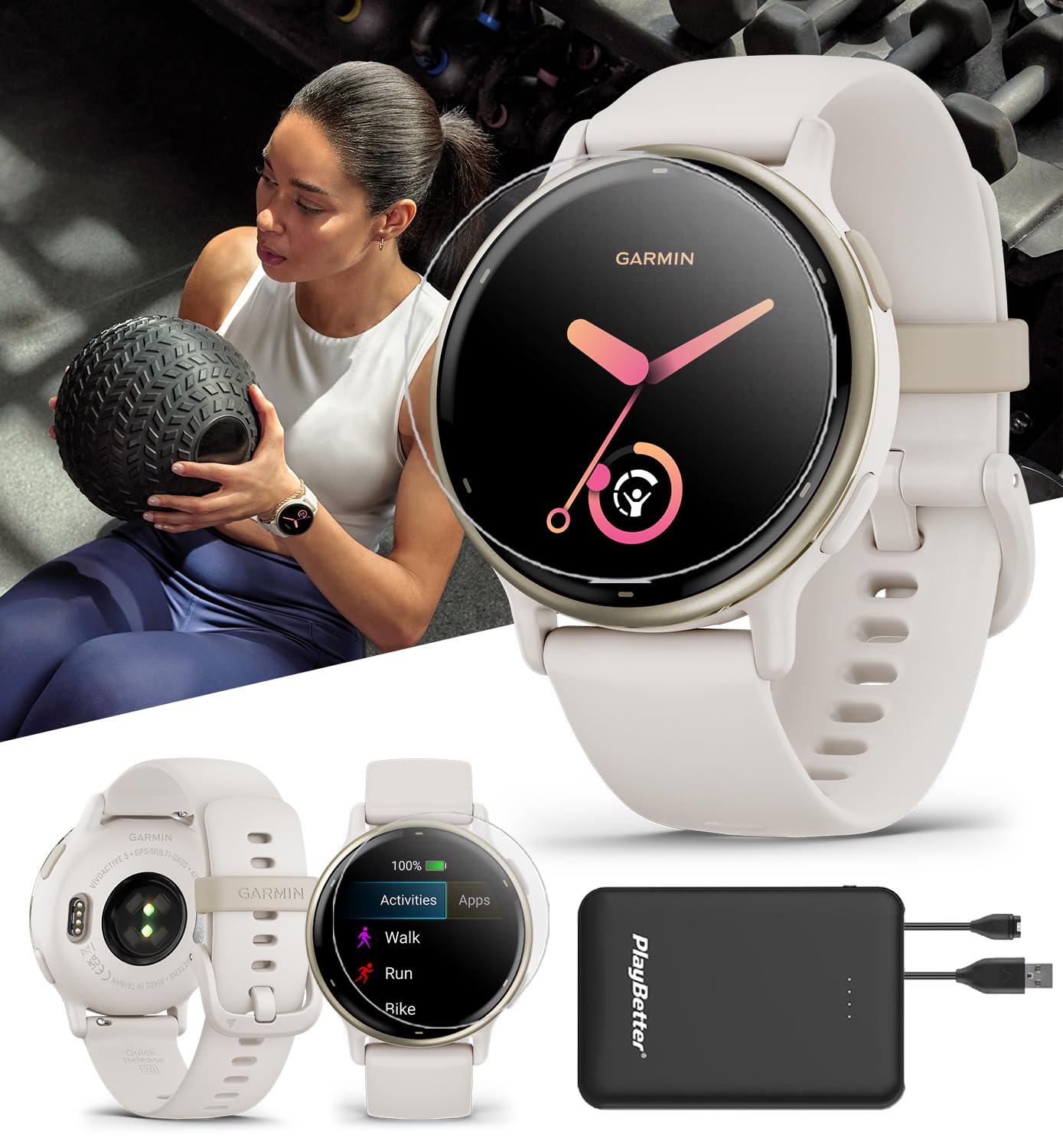 Amazon.com: PlayBetter Garmin vivoactive 5 (Cream Gold/Ivory 