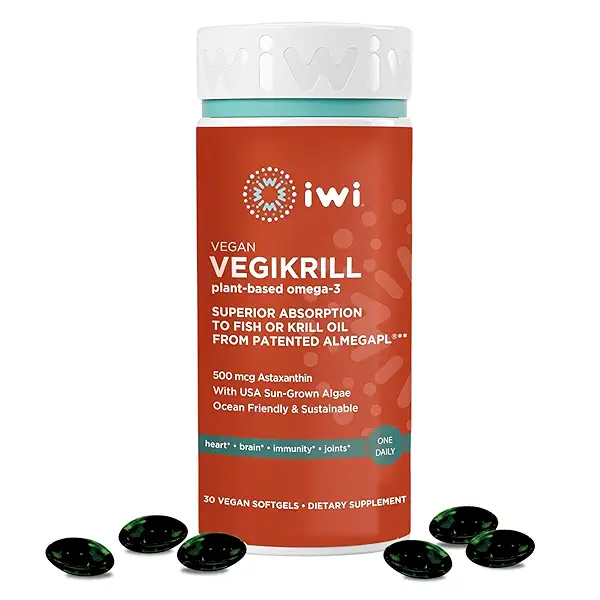 Iwi Life Vegikrill Omega-3, 30 Softgels (30 Servings), Vegan, Plant-Based Algae Omega-3 with Astaxanthin, Whole-Body Support Dietary Supplement, Krill & Fish Oil Alternative, No Fishy Aftertaste 1