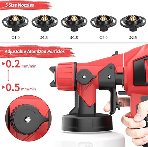 Miniatura 3 de Pulverizador de pintura, pistola eléctrica de pintura en aerosol de 400 W, con 5 boquillas de cobre, pulverizadores de pintura para el interior del