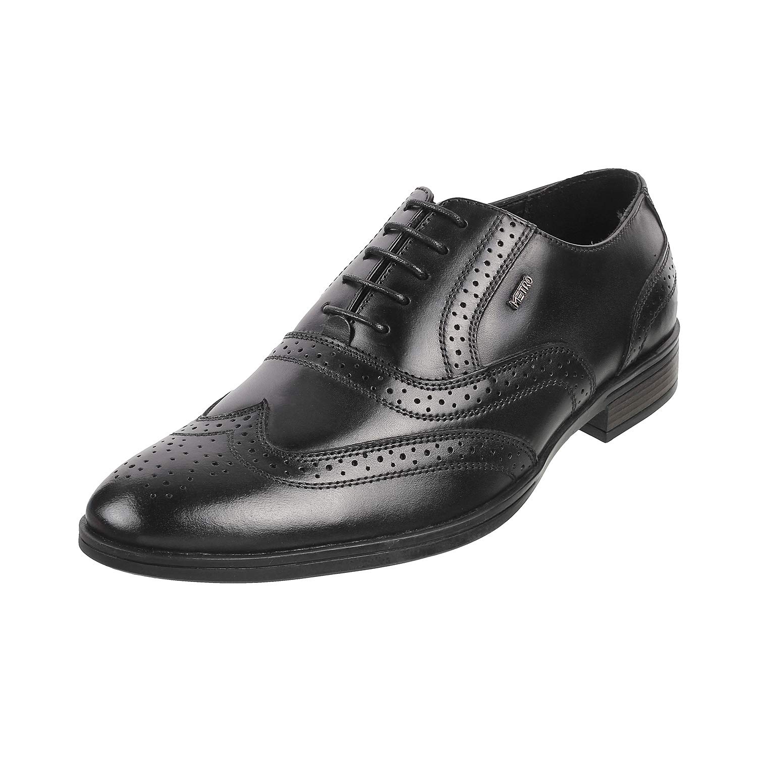 Metro Men Black Leather Brogue Size (8 UK/India (42EU)) (19-5603-11-42-BLACK) (B07MZ56W2G) Amazon Price History, Amazon Price Tracker