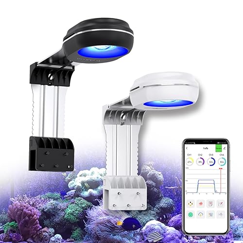 PopBloom RL60 Full Spectrum Reef Light WiFi Marine Reef LED Aquarium Light Saltwater Aquarium Fish Tank Lamp (60W WiFi Black)