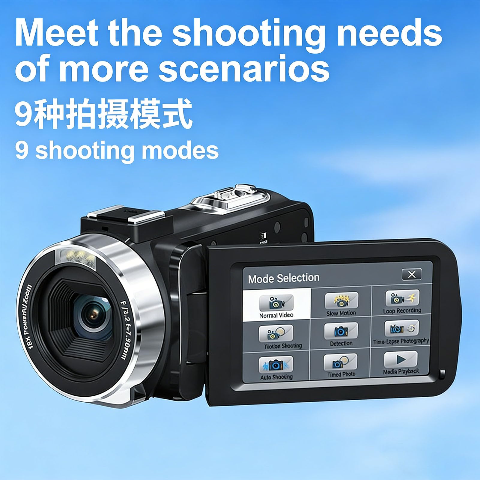 KIMISS Videocamera 4K, Videocamera Video Digitale 48MP Zoom Digitale 18x 3,0 Pollici 270 Flip Screen WiFi Touchscreen Time Lapse Rallentatore per